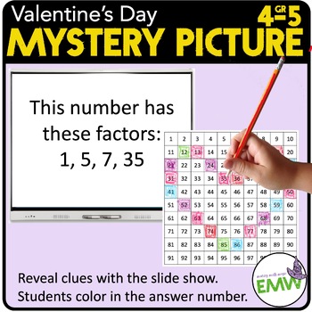 Preview of Valentine's Day 100 Chart Mystery Picture - easy prep