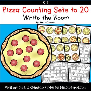 Preview of Pizza Counting to 20 | Math Center | Write the Room | Food