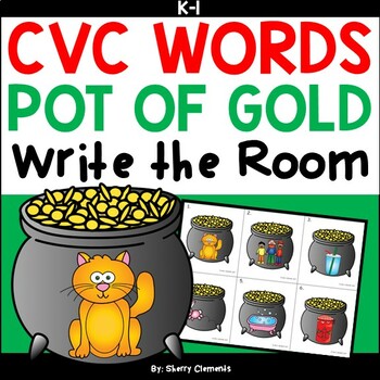 Preview of St Patricks Day CVC Words | Pot of Gold | Literacy Center | Write the Room
