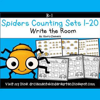 Preview of Spiders Counting to 20 | Math Center | Write the Room | October