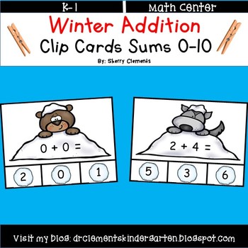 Preview of Winter Addition to 10 | Clip Cards | Math Center