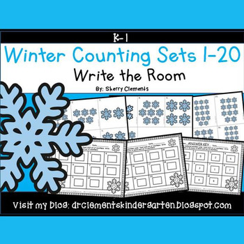 Preview of Winter Counting to 20 | Snowflakes | Math Center | Write the Room