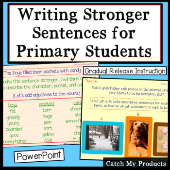 Preview of Strong Sentence Writing PowerPoint for 1st Grade Writing Curriculum