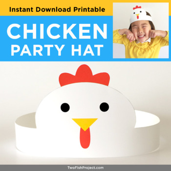 Preview of Chicken Paper Crown Costume, Chick Barnyard Farm Animal Party Hat Craft Activity