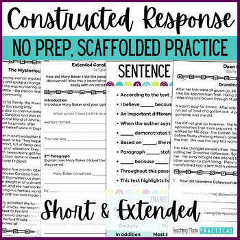 Preview of Short & Extended Constructed Response Passages & Questions - ELA Practice