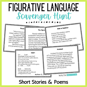 Preview of Short Stories with Figurative Language - Scavenger Hunt / Sort for Review