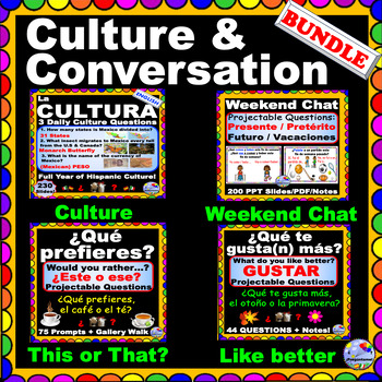 Preview of Culture and Conversation BUNDLE Projectable Questions PPT Notes Gallery Walk