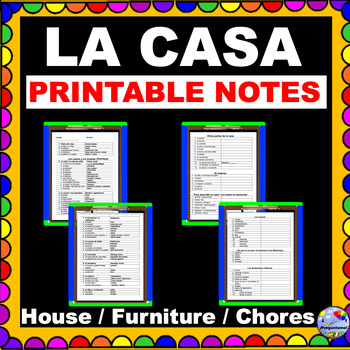 Preview of  La Casa Spanish House Furniture and Chores PRINTABLE Notes