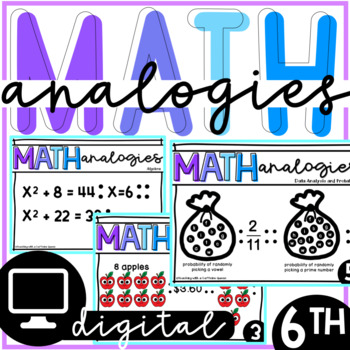 Preview of Math Challenges Analogies for 6th Grade | Math Warm Ups 6th Grade