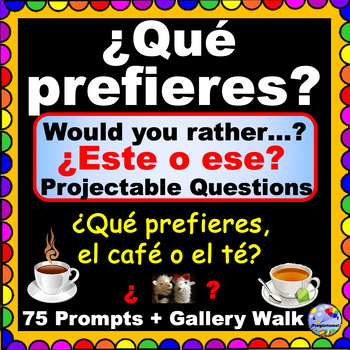 Preview of Spanish Would you rather Este o ese Que prefieres PROJECTABLE Questions