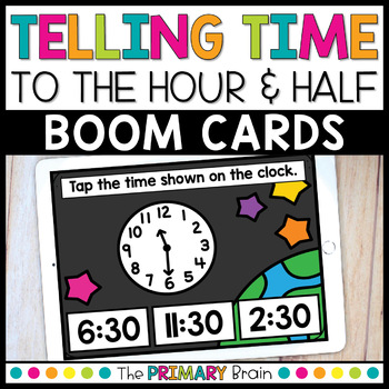 Preview of Telling Time Boom Cards™ | Telling Time to the Hour and Half Hour