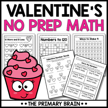 Preview of Valentine's Day Math Worksheets | Seasonal No Prep Valentine Activities