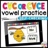 CVC or CVCe, Short vs. Long Vowel Phonics Boom Cards & TpT Easel