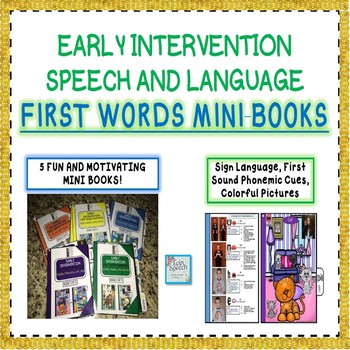 Preview of 5 COLORFUL & USEFUL SPEECH THERAPY EARLY INTERVENTION FIRST WORDS MINI BOOKS