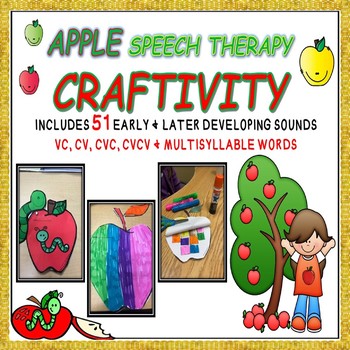 Preview of Apple-Themed Speech Therapy Craftivity 200+ Mini Black-Lined Articulation Cards