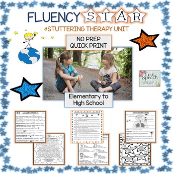 Preview of FLUENCY STAR STUTTERING THERAPY UNIT: NO PREP! COMPREHENSIVE!