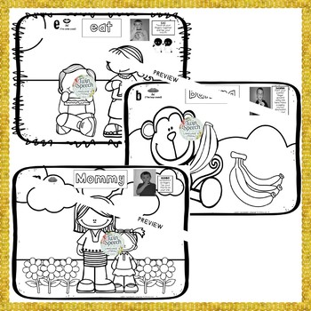FIRST WORDS EARLY INTERVENTION COLORING PAGES FOR SPEECH THERAPY