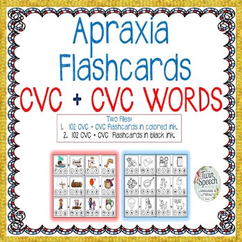 Preview of Speech Therapy: Apraxia Flashcards: CVC + CVC