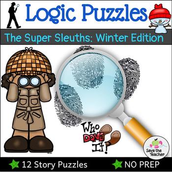 Preview of Logic Puzzles with The Super Sleuths: Winter  Distance Learning
