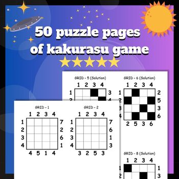 Preview of 50 puzzle pages of kakurasu game with solutions