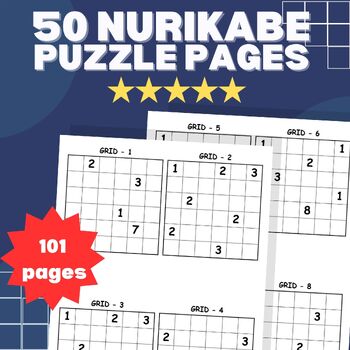 Preview of 50 puzzle pages of nurikabe game