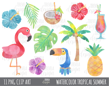 sea clipart tropical clipart summer clipart pineapple clipart hawaii clipart Beach clipart flamingo clipart