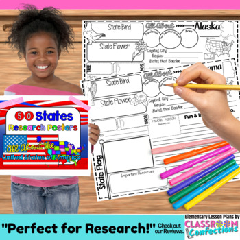 Preview of 50 states Research Project : US: United States Research 4th 5th Grades