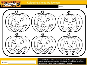 Download 50 x Halloween Coloring Colouring Sheets Keyword Starter Settler Cover Lesson