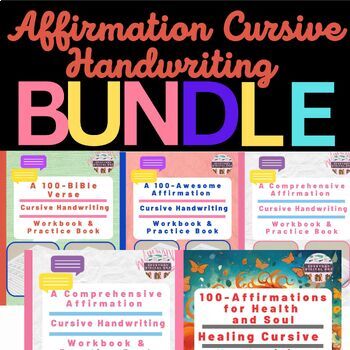 Preview of Get It All - 500 Awesome Affirmation Cursive Handwriting Workbook - 672 Pages