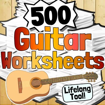 Preview of 500 Guitar Worksheets | Guitar Chords Scales Song Writing Strumming And More!
