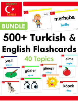 Preview of 500+ Turkish Vocabulary Flashcards Bundle for Beginners