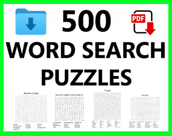 Preview of 500 Word Search Puzzles Seek Find Worksheets Pages Sheet