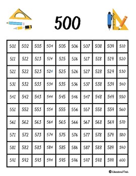 Preview of 500 chart ( Digital, Printable)