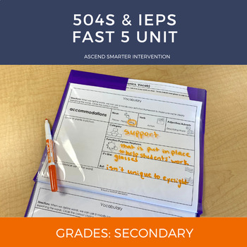Preview of 504s & IEPs Fast 5 Unit (6th & Up)