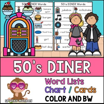 Preview of 50s DINER / FIFTIES DINER Words - Writing Center Vocabulary | Word Lists
