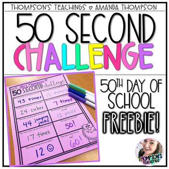 Preview of 50th Day Activity | Timed Challenge | FREEBIE