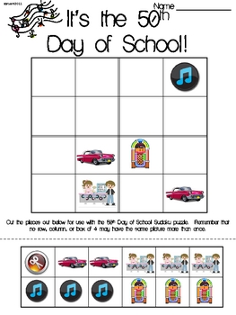 Preview of 50th Day of School Primary Sudoku