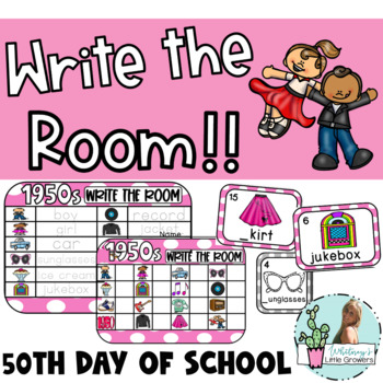 Preview of 50th Day of School Write the Room! 2 different versions in color and B&W!