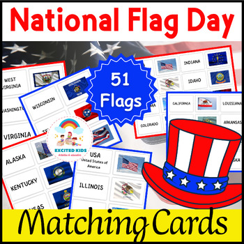 Preview of 51 Images USA Flags Matching Cards - National Flag Day | Independence Day