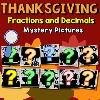 Preview of Middle School Activity Thanksgiving Fractions Decimals Project Coloring Sheets