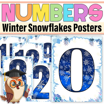 Preview of Snowflakes Numbers Bulletin Board | Winter Snowflakes Numbers Classroom Décor