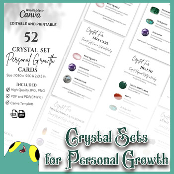 Preview of 52 Crystal Kit Cards for Personal Growth: Healing Reference for Emotional Wellne
