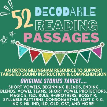 Preview of 52 Orton Gillingham Decodable Reading Passages to Support Comprehension