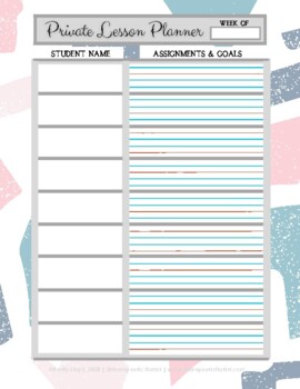 Preview of 52-Page Private Lesson Planner (Printable)