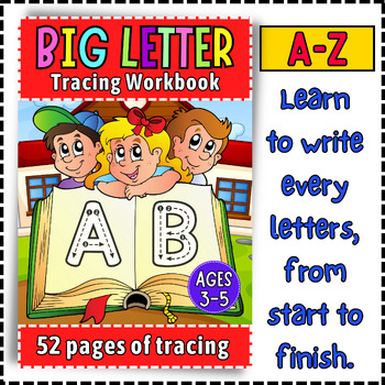 Preview of 52 Pages Big Letter Tracing Handwriting Practice Workbook Printable Worksheet