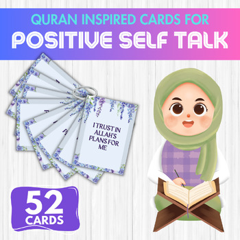 Preview of 52 Quran Inspired Positive Self Talk Cards Affirmation Coping Tool Muslim kid