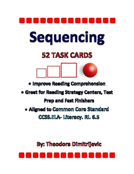 Preview of 52 Sequencing Task Cards Grade 6 CCSS ELA-Literacy.RI.6.5 *Answer Key Included
