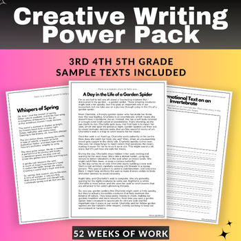 Preview of 52 Week Creative Writing Power Pack | 3rd 4th 5th Grade | Sample Texts Included