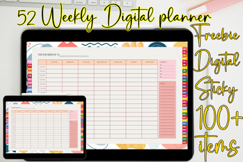 Preview of 52 Weekly Digital Planner with Hyperlinks each pages