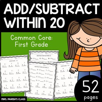 Preview of 52 pages!!! MATH! FIRST GRADE - ADD and SUBTRACT WITHIN 20